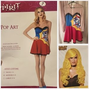 Women's Adult Pop Art Costume with wig